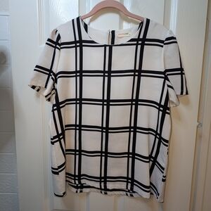 New Look Women's Black and White Plaid Blouse